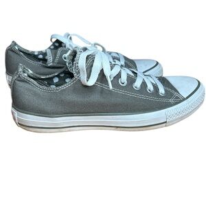 CONVERSE All Star Low Top Sneakers Gray Women’s Size 8 with Polka Dot Interior
